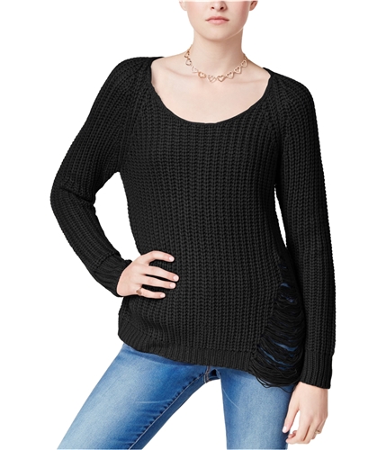 Planet Gold Womens Zip Back Pullover Sweater blackbeauty L