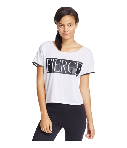 Material Girl Womens FIERCE Crisscross Graphic T-Shirt brightwhite XXS