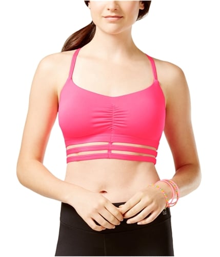 Material Girl Womens Ruched Padded Sports Bra sparklingpink S
