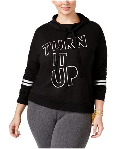 Material Girl Womens Plus Size Turn It Up Hoodie Sweatshirt noir 2X
