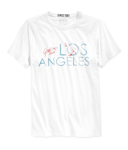 GUESS Mens Greetings From LA Graphic T-Shirt twht S