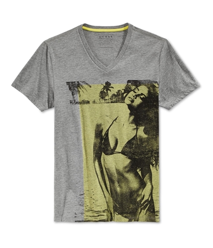GUESS Mens Island Girl Graphic T-Shirt heathergreymulti M