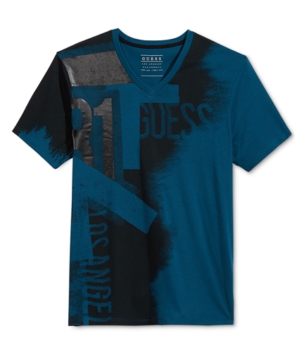 GUESS Mens Colorblock Shader Graphic T-Shirt moroccanblue L