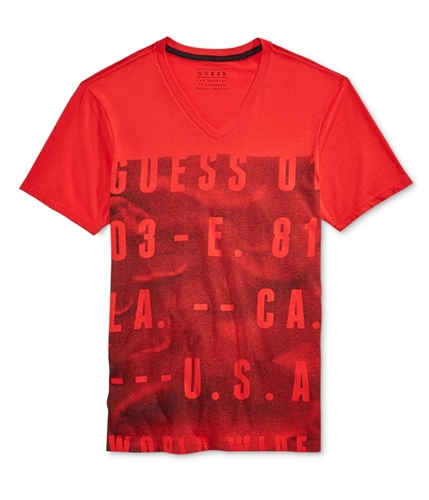 GUESS Mens World Wide Guess Graphic T-Shirt pompeianred M