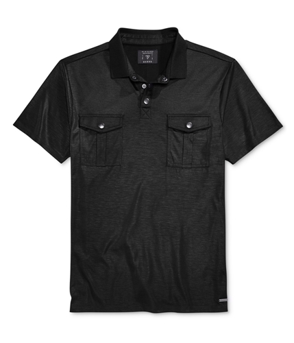 GUESS Mens Mason Military Rugby Polo Shirt jetblack S