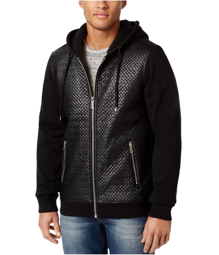 GUESS Mens Chevron Quilted Jacket jetblack L