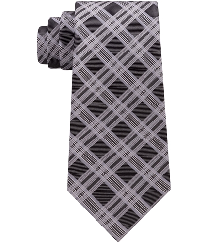 Kenneth Cole Mens Plaid Silk Self-tied Necktie black One Size