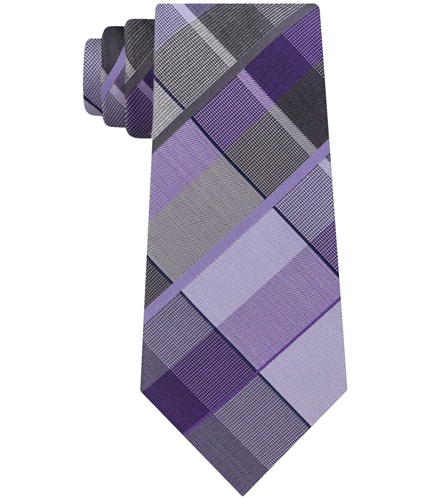 Kenneth Cole Mens Lunar Plaid Self-tied Necktie purple One Size