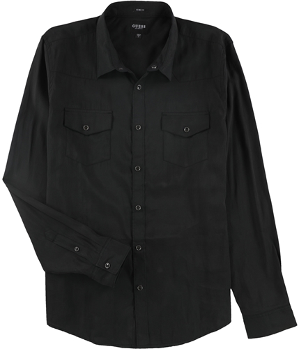 GUESS Mens Sandwashed Western Button Up Shirt jetblack S