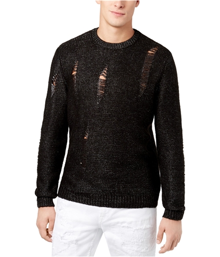 GUESS Mens Destroyed Knit Sweater jetblackmulti S