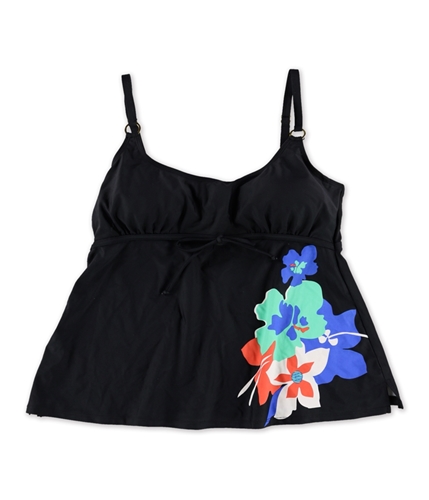 Island Escape Womens Flower Tankini Swim Top blue 16W