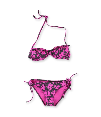 Raisins Womens Hollywood U-Wire Side Tie 2 Piece Bikini pink S