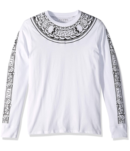 GUESS Mens Skull Neck Piece Graphic T-Shirt purewhite M