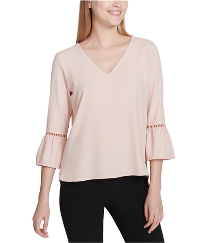 Calvin Klein Womens Bell-Sleeve Pullover Blouse pink S
