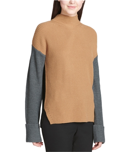 Calvin Klein Womens Colorblocked Knit Sweater brown L