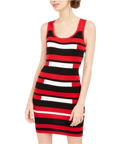 Planet Gold Womens Striped Bodycon Sweater Dress red M