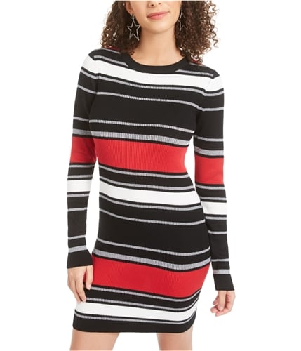 Planet Gold Womens Stripe Sweater Dress black L