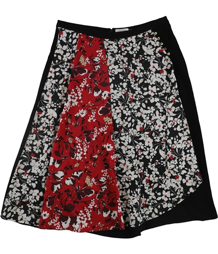 Calvin Klein Womens Faux Wrap Skirt black 10