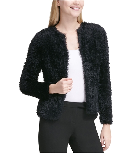 Calvin Klein Womens Fuzzy Cardigan Sweater blk XS