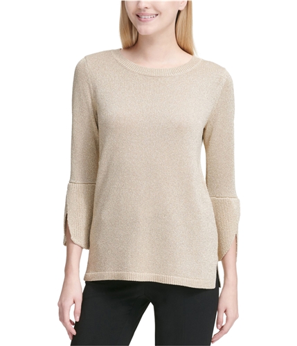 Calvin Klein Womens Metallic Pullover Sweater gld S