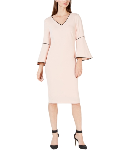 Calvin Klein Womens Bell-Sleeve Fit & Flare Dress paspink 12