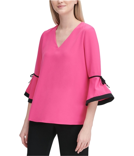 Calvin Klein Womens Bell Sleeve Pullover Blouse brghtpink M