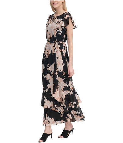 Calvin Klein Womens Flutter Maxi Dress darkgray XS
