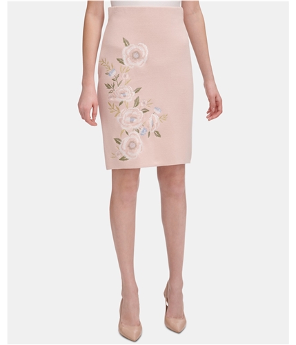 Calvin Klein Womens Floral Embroidered Pencil Skirt pink XL
