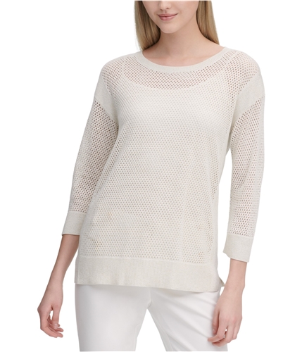 Calvin Klein Womens Pointelle Cardigan Sweater ivory XL