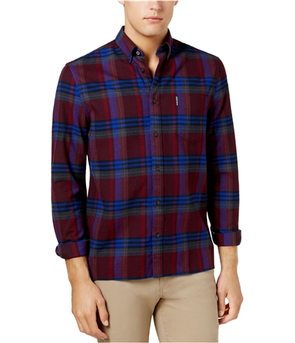Ben Sherman Mens Plaid Button Up Shirt wine S