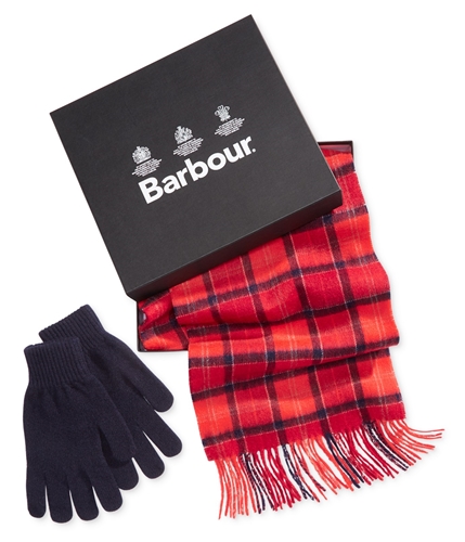 Barbour Mens Tartan Glove & Scarf cardinal One Size