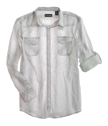 Michael Brandon Mens L/s Roll W/flap P Button Up Shirt white M