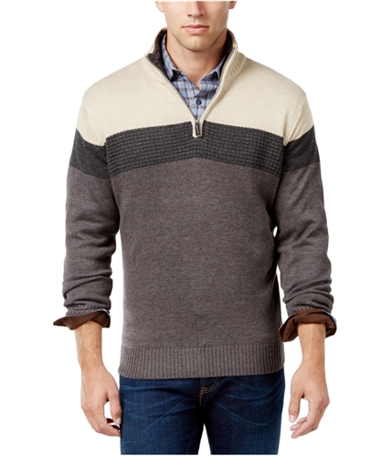 Tricots St Raphael Mens Contrast Colorblock Pullover Sweater granitehtr 3XL