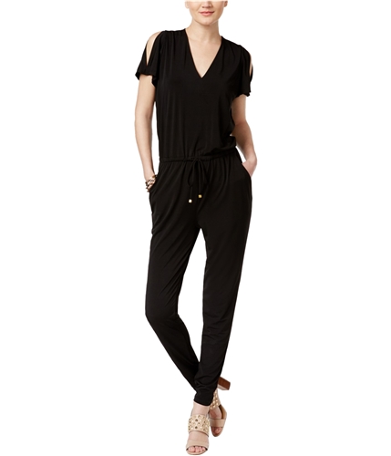 Michael Kors Womens Slim-Leg Jumpsuit black XL
