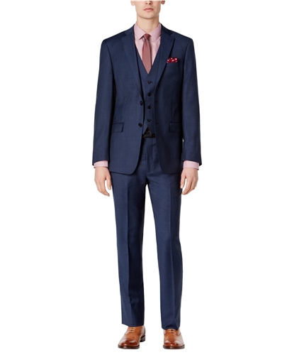 Calvin Klein Mens Tonal Windowpane Two Button Formal Suit blue 38x37