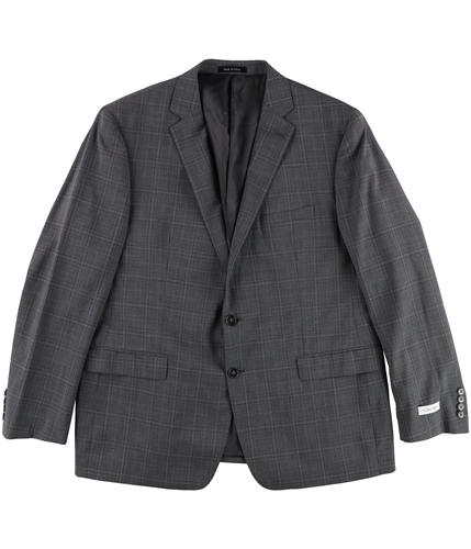 Calvin Klein Mens Windowpane Two Button Blazer Jacket grey 36