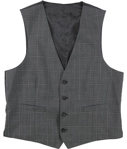 Calvin Klein Mens Windowpane Four Button Vest gray 38