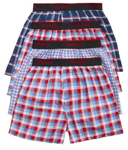 Hanes Boys 4pk Plaid Woven Underwear Boxers multicolored L