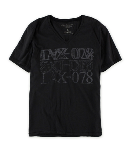 Calvin Klein Mens Lax-078 V Neck Graphic T-Shirt phantom L