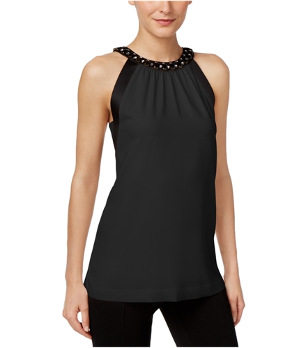 Michael Kors Womens Embellished Knit Blouse black XL