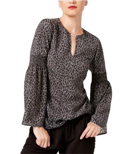 Michael Kors Womens Leopard Knit Blouse black S