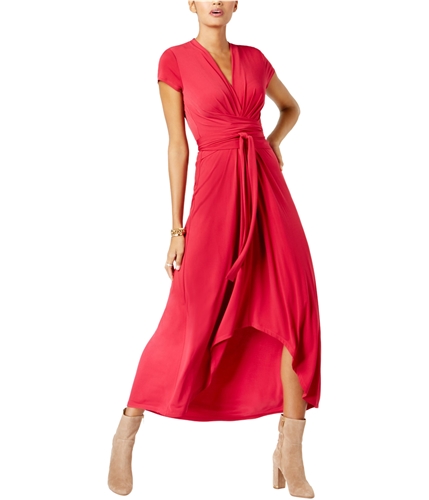 Michael Kors Womens High-Low Wrap Dress raspberry XXS