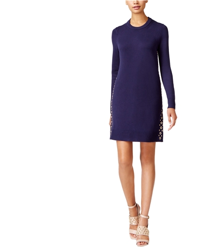 Michael Kors Womens Grommeted Studded Sweater Dress truenavy L