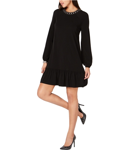 Michael Kors Womens Studded A-line Cocktail Flounce Dress black M