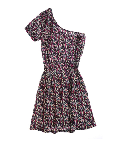 Material Girl Womens Fun Multi Print Slip-on One Shoulder Dress confetti XS
