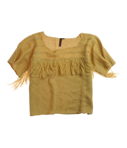 Material Girl Womens Fringed Neckline Knit Sweater latte XS