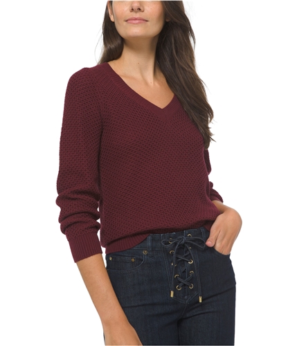 Michael Kors Womens Textured Pullover Sweater merlot XL