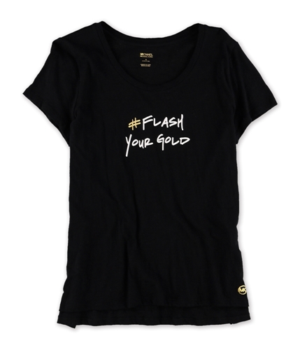 Michael Kors Womens Flash Your Gold Graphic T-Shirt black S