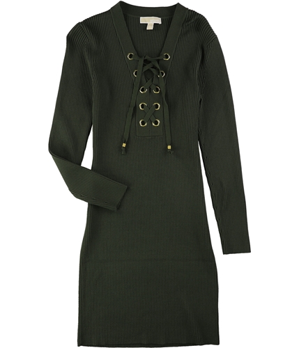 Michael Kors Womens Grommet-Trim Sweater Dress ivy XL