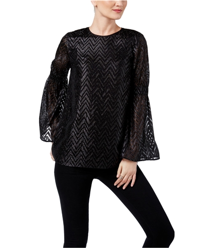 Michael Kors Womens Jacquard Tunic Blouse black XL